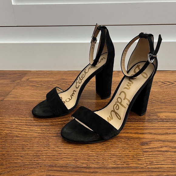 Sam Edelman black suede block heeled sandals, size 7.5 - Picture 2 of 7